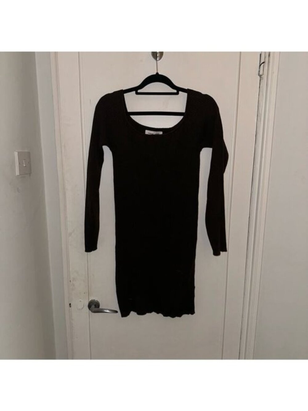 Scoop Neck Brown Sweater Dress